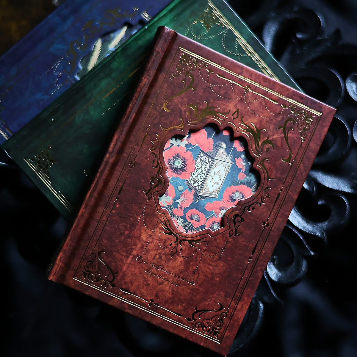 Vintage Gilded A6 Journal Set – 4 Illustrated Writing Notebooks