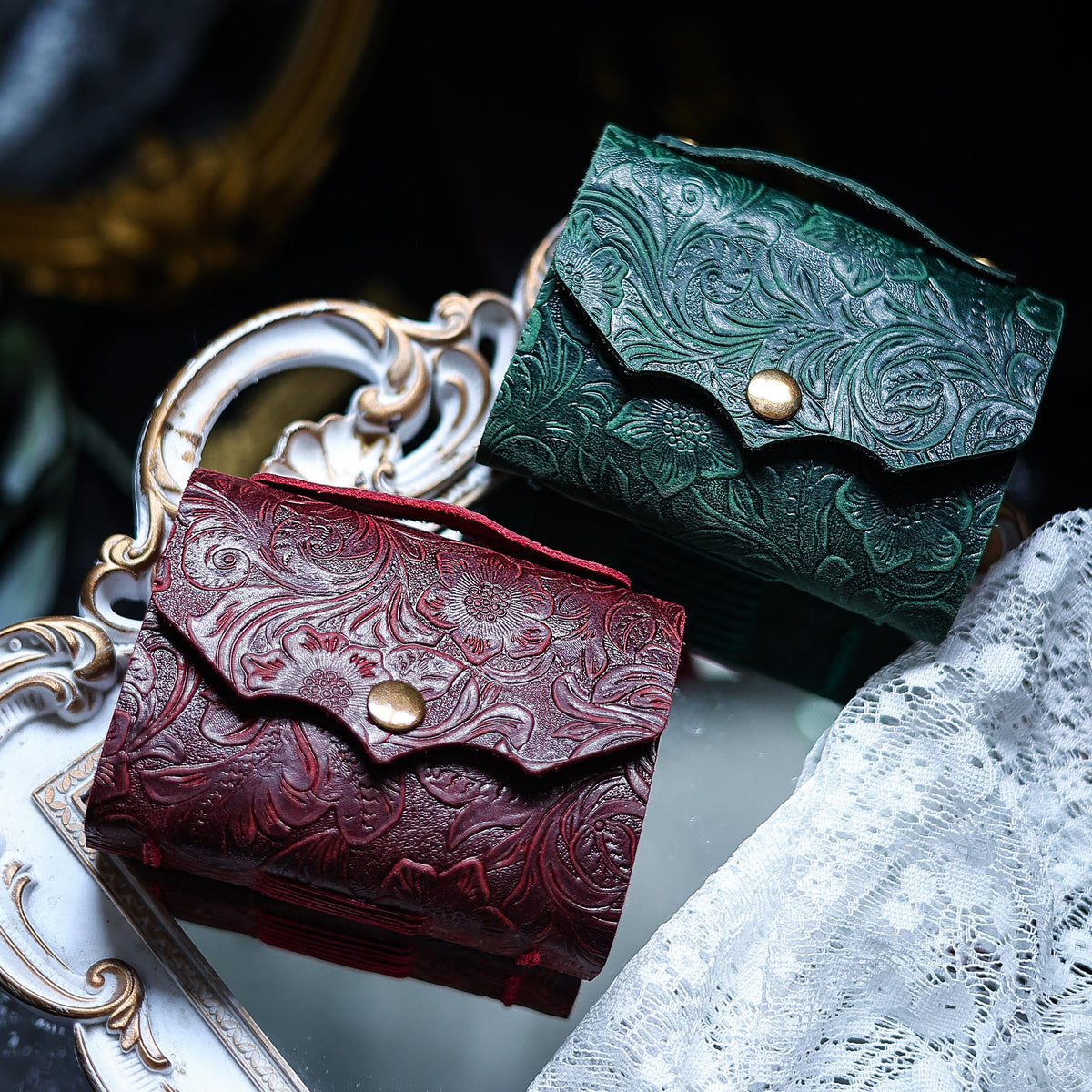 Vintage Mini Leather Journal – Hand-Stitched Embossed Pocket Notebook