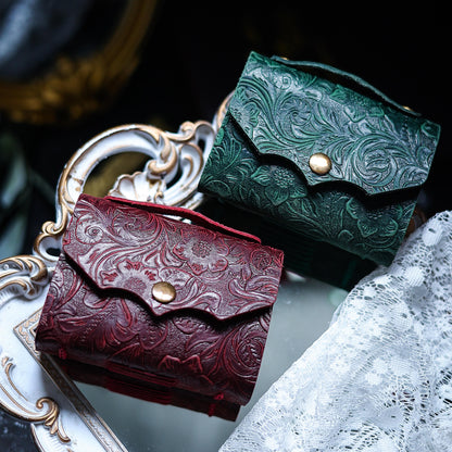 Vintage Mini Leather Journal – Hand-Stitched Embossed Pocket Notebook