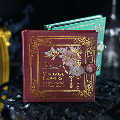 Vintage Floral Square Journal – Foil-Stamped Magnetic Closure Notebook