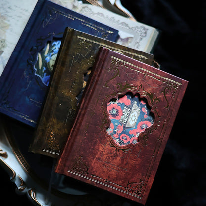 Vintage Gilded A6 Journal Set – 4 Illustrated Writing Notebooks