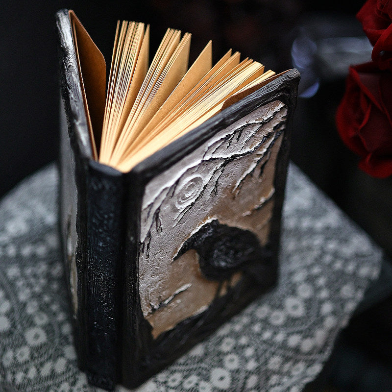 Gothic Raven Resin Relief Journal – Hand-Painted Detachable Notebook