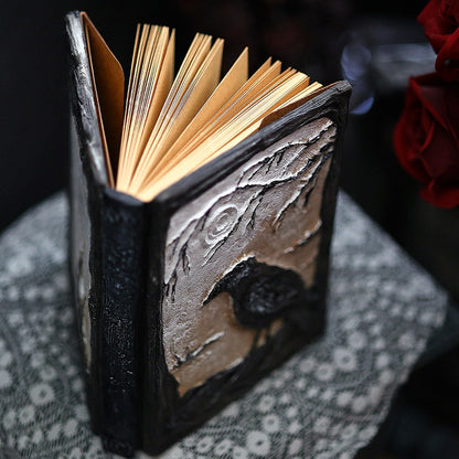Gothic Raven Resin Relief Journal – Hand-Painted Detachable Notebook