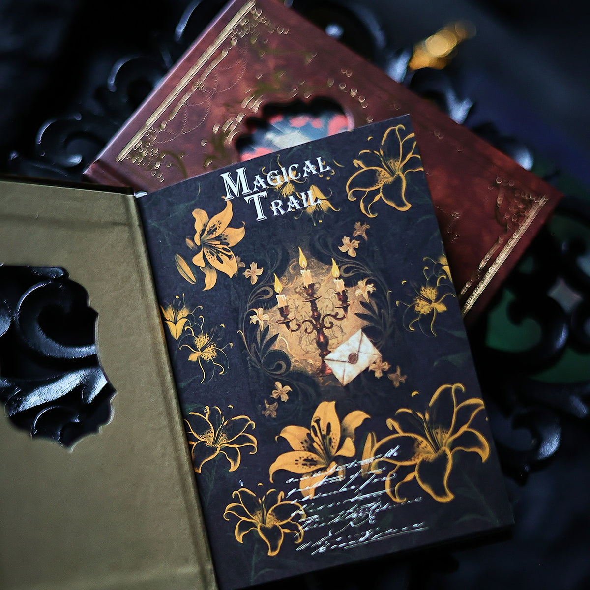Vintage Gilded A6 Journal Set – 4 Illustrated Writing Notebooks