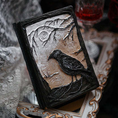 Gothic Raven Resin Relief Journal – Hand-Painted Detachable Notebook