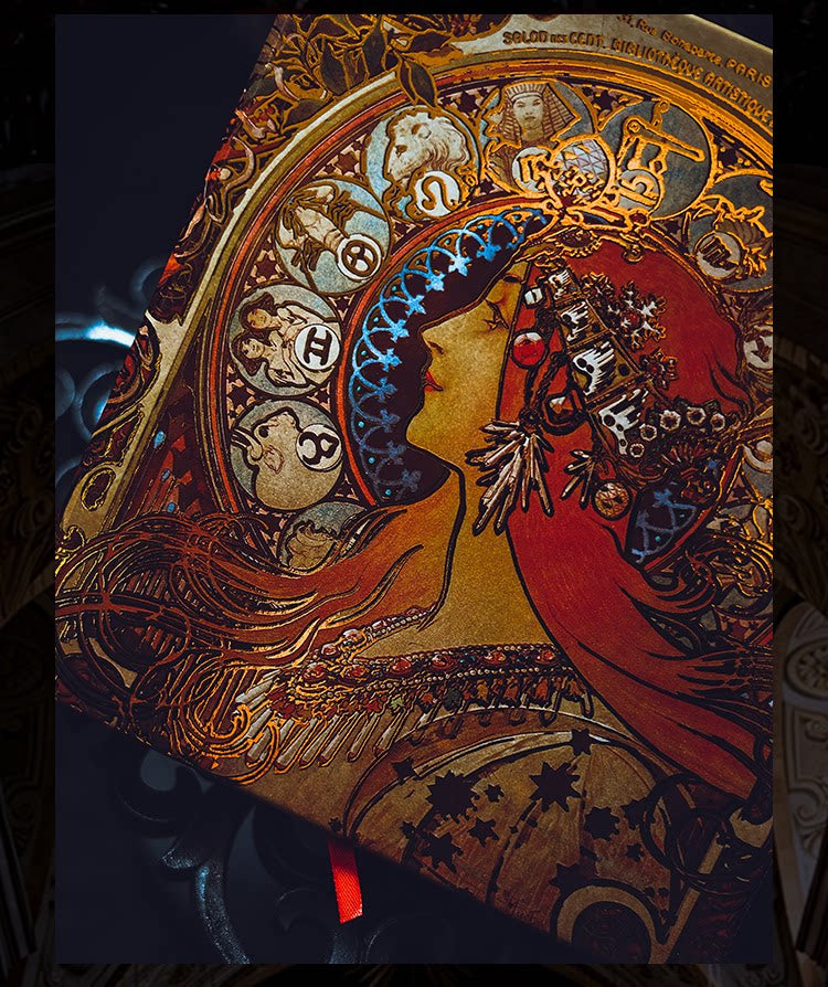 Art Nouveau Zodiac Journal – Gilded Relief Writing Notebook