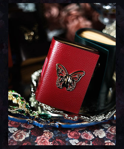 Vintage Butterfly Leather Pocket Journal – Hand-Stitched Mini Notebook