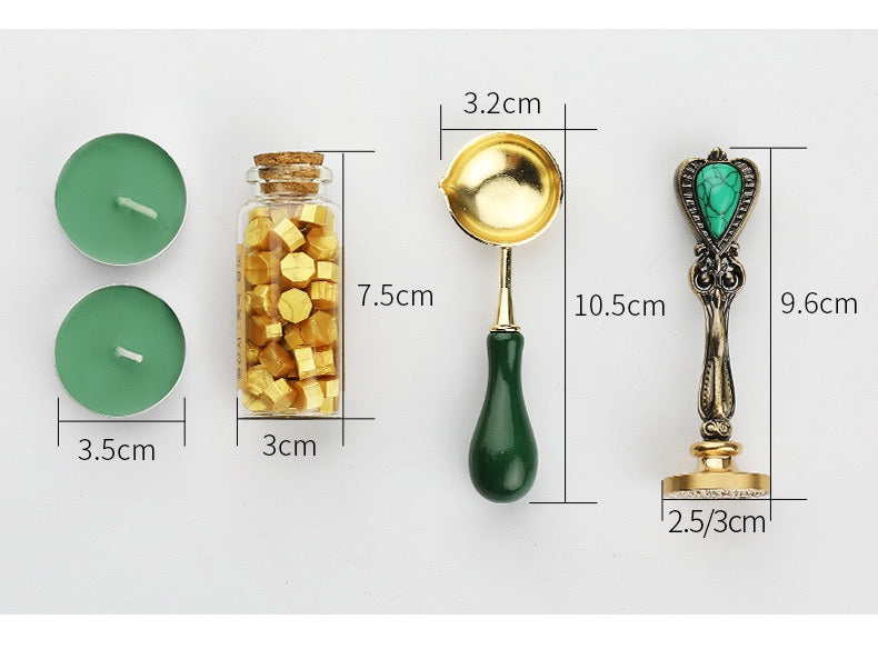 Emerald Green Wax Seal Stamp Set