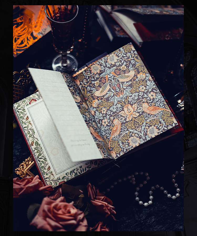 Vintage Floral Tri-Fold Journal – B6 Gold-Foil Hardcover Notebook