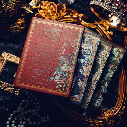 Vintage Floral Tri-Fold Journal – B6 Gold-Foil Hardcover Notebook