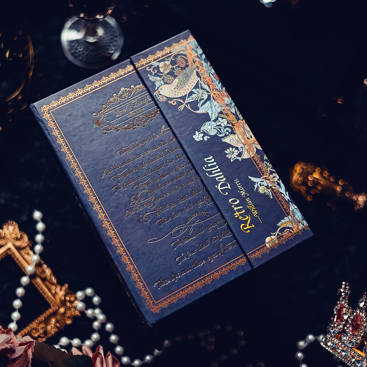 Vintage Floral Tri-Fold Journal – B6 Gold-Foil Hardcover Notebook