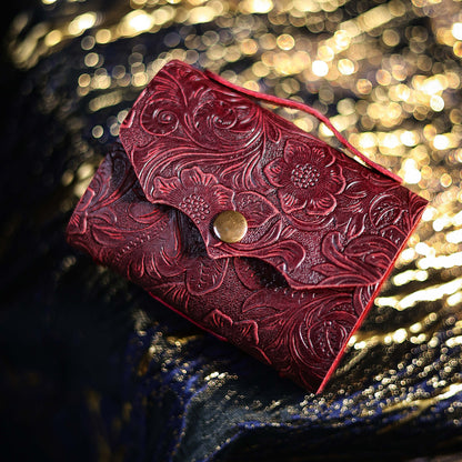 Vintage Mini Leather Journal – Hand-Stitched Embossed Pocket Notebook