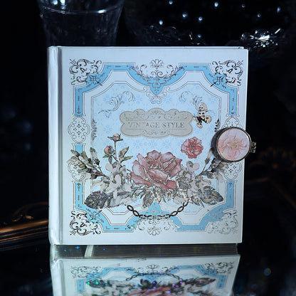 Vintage Floral Square Journal – Foil-Stamped Magnetic Closure Notebook