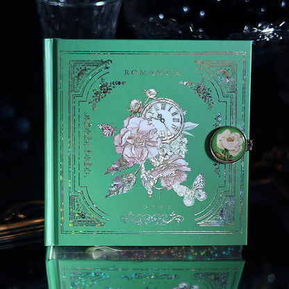 Vintage Floral Square Journal – Foil-Stamped Magnetic Closure Notebook