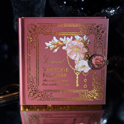 Vintage Floral Square Journal – Foil-Stamped Magnetic Closure Notebook